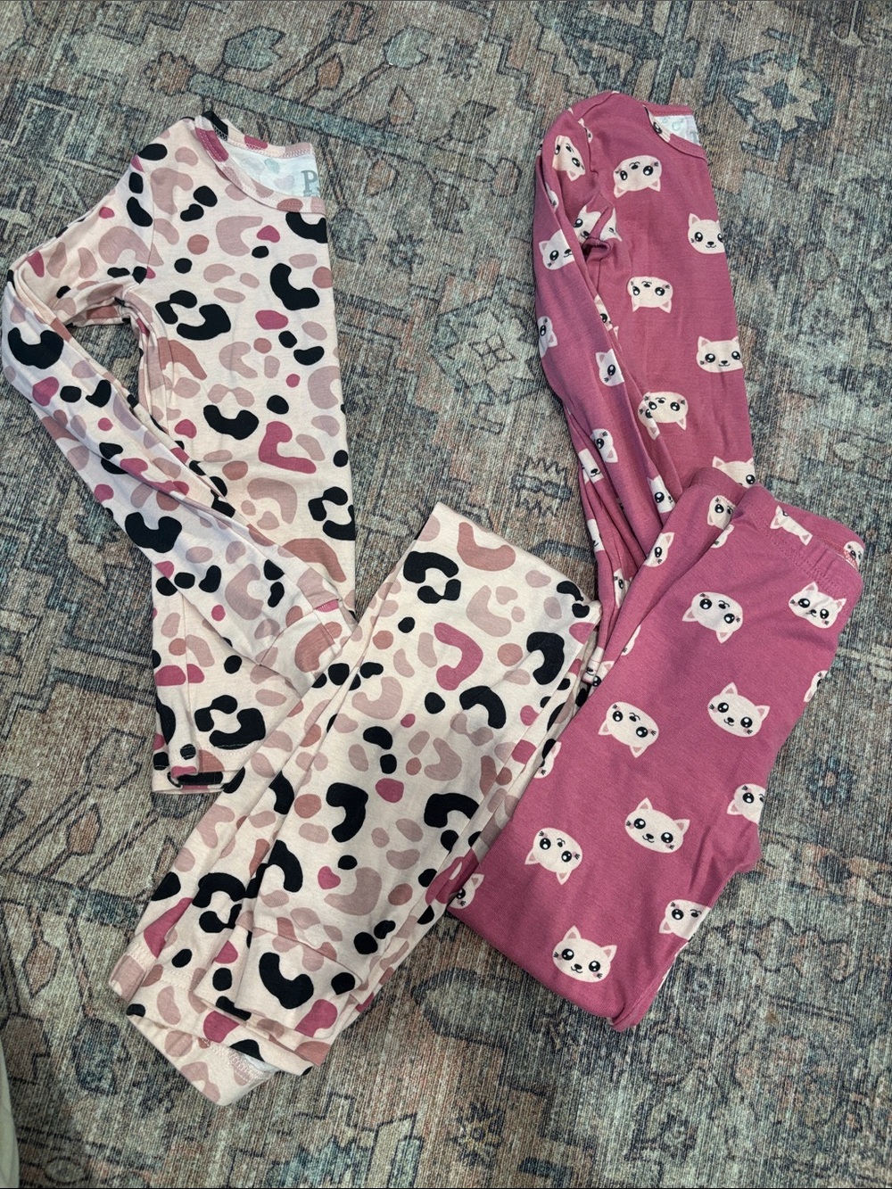 The Children's Place Girls 2-Pack Pink Cat & Leopard Print Pajama Sets